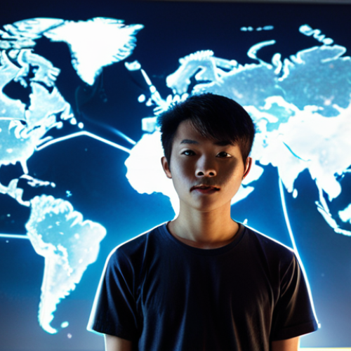 Home 29 **
A determined young Vietnamese startup founder stands confidently, gazing towards a shimmering, boundless digital horizon. In the background, a subtly illuminated world map is interconnected by glowing lines, symbolizing global market expansion and limitless growth opportunities. The atmosphere is optimistic and forward-looking, with elements of innovation and speed.
2. **Prompt for