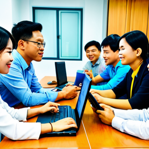 Home 26 Localized Marketing Success**
"A group of diverse Vietnamese professionals collaborating on a digital marketing campaign in a modern Ho Chi Minh City office, focusing on Vietnamese cultural elements, fully clothed, appropriate attire, safe for work, perfect anatomy, correct proportions, professional photograph, vibrant colors, family-friendly."
**